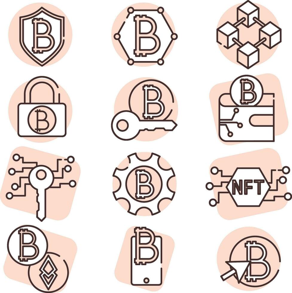 Blockchain icon pack, icon, vector on white background.