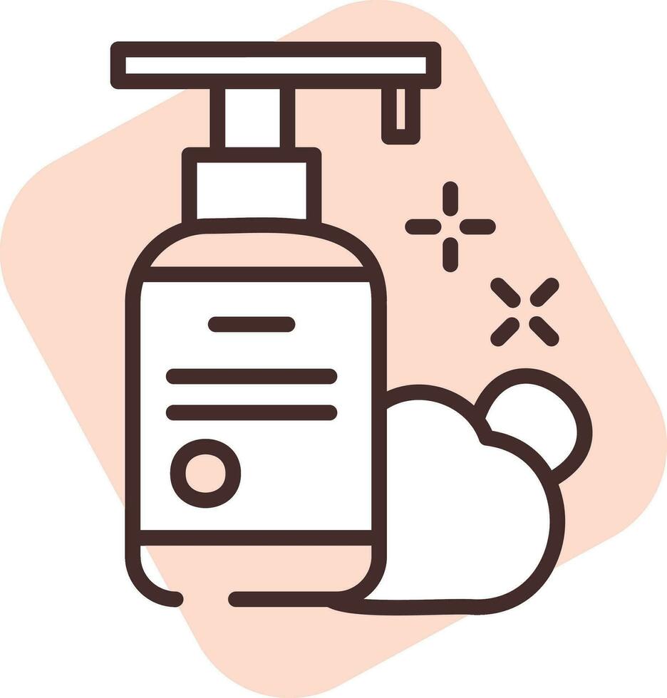 Limpieza de jabón líquido para manos, icono, vector sobre fondo blanco.