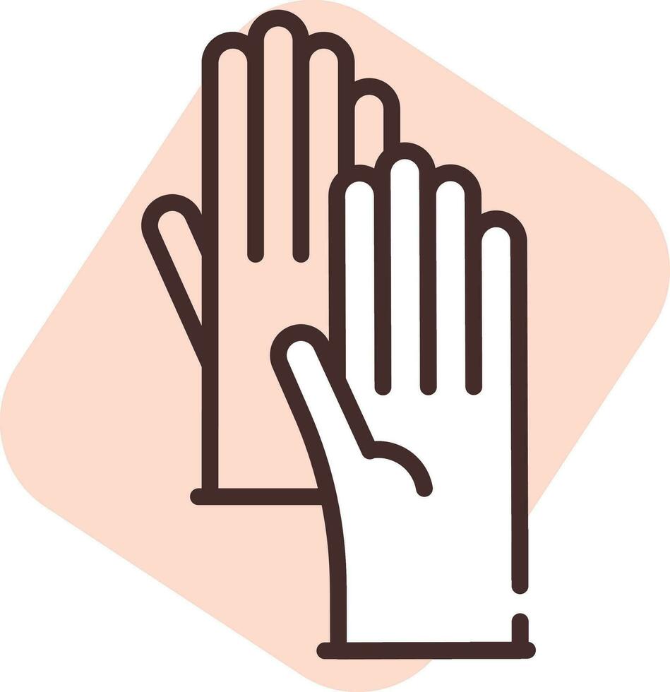 Cleaning gloves, icon, vector on white background.