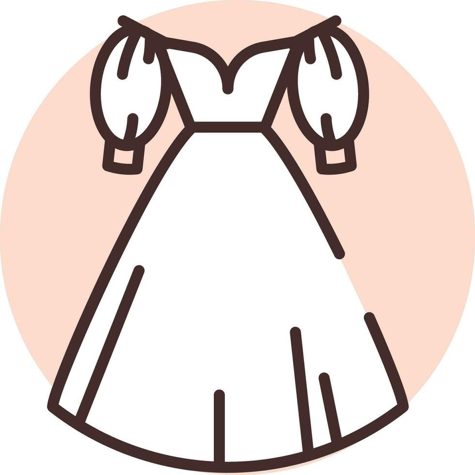 evento vestido de novia blanco, icono, vector sobre fondo blanco.