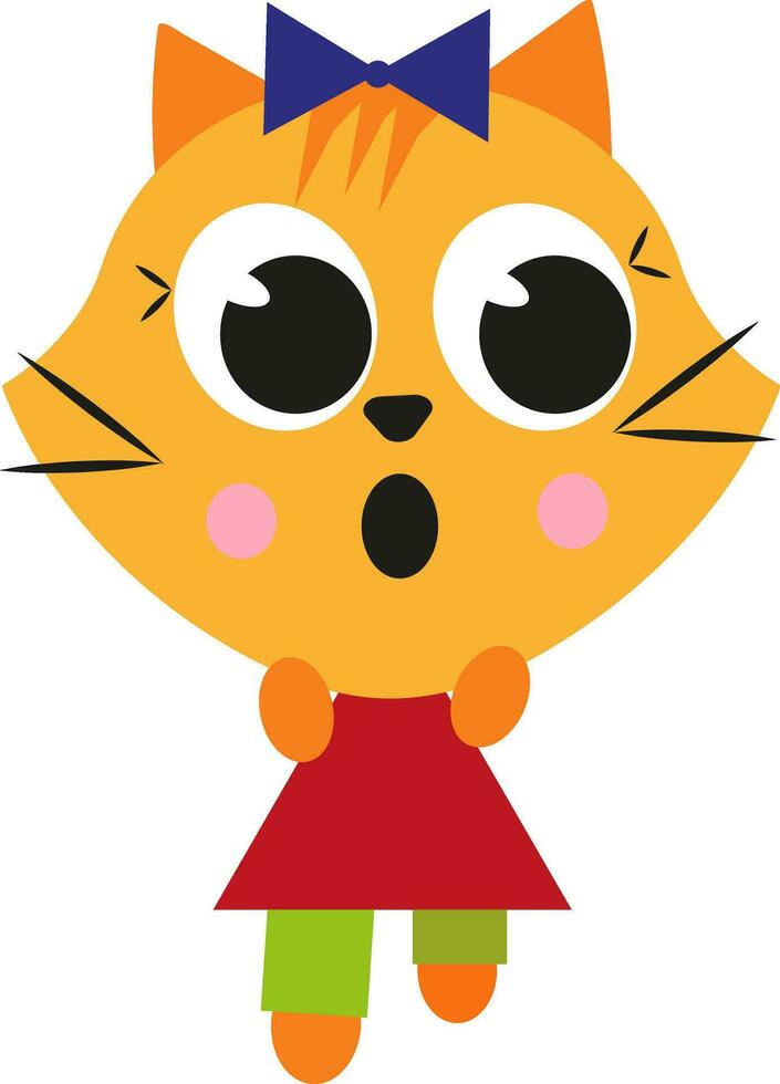 Kitty supprised, icon, vector on white background.