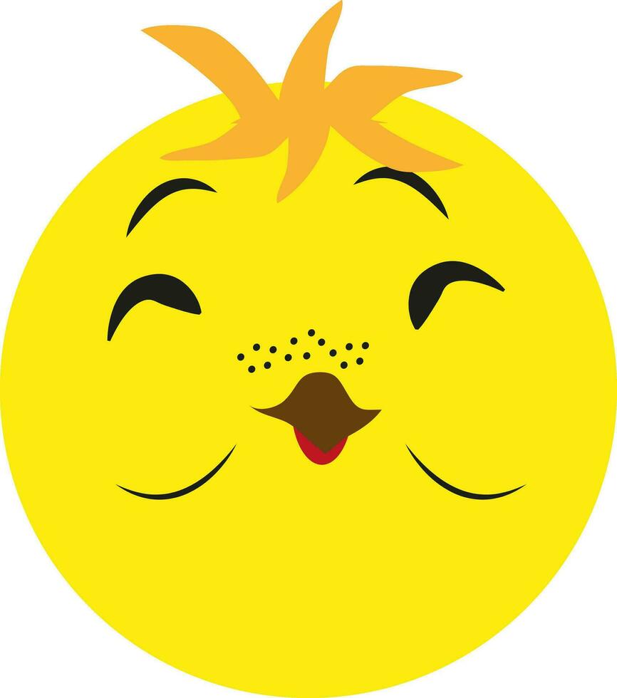 Funny animal happy chick, icon, vector on white background.