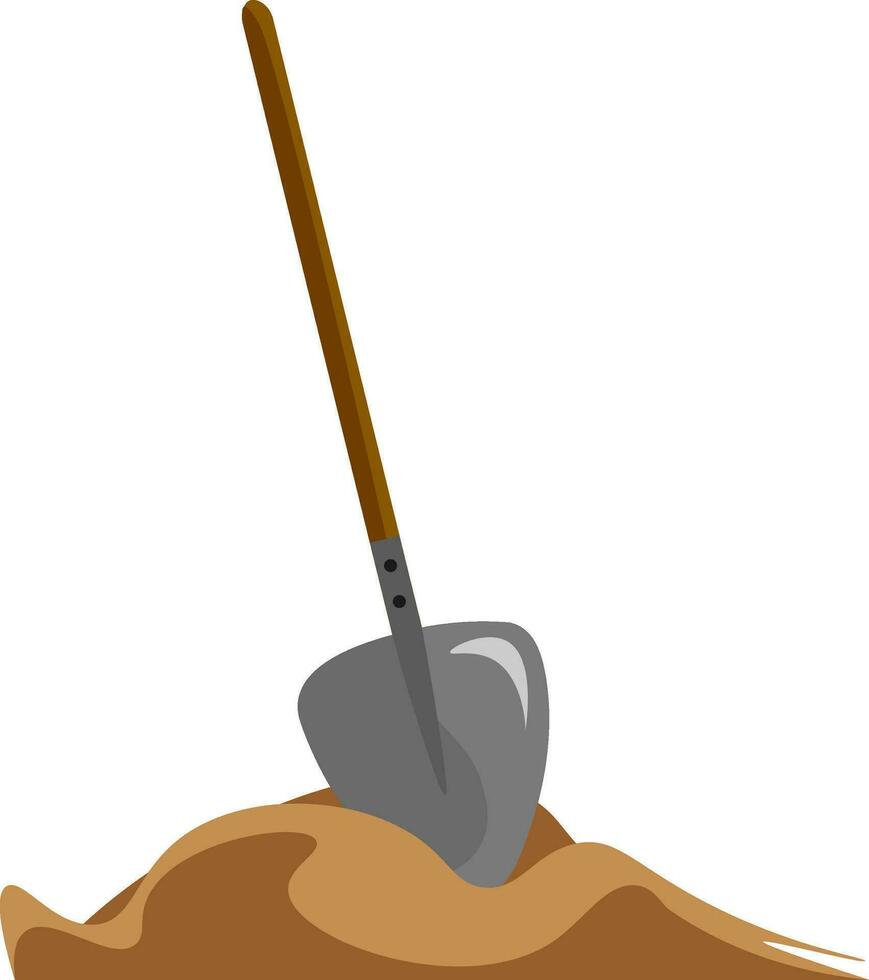 Long shovel vector or color illustration
