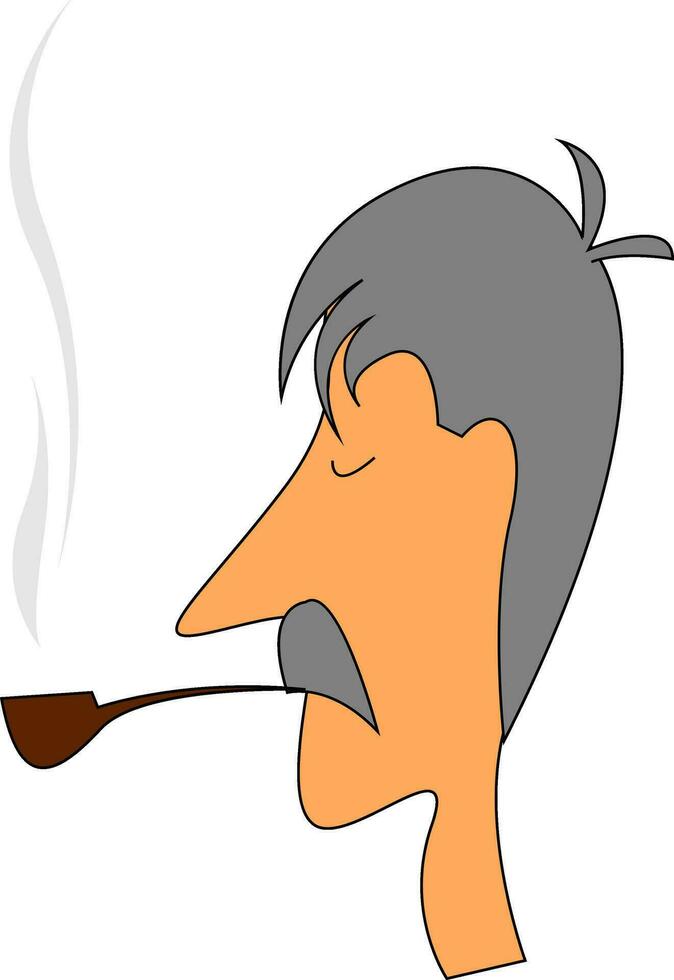 Smoking Oldman vector or color illustration