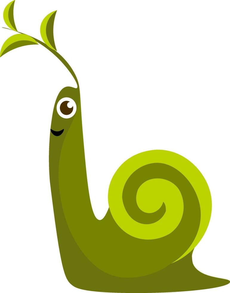 Snail with leaves vector or color illustration