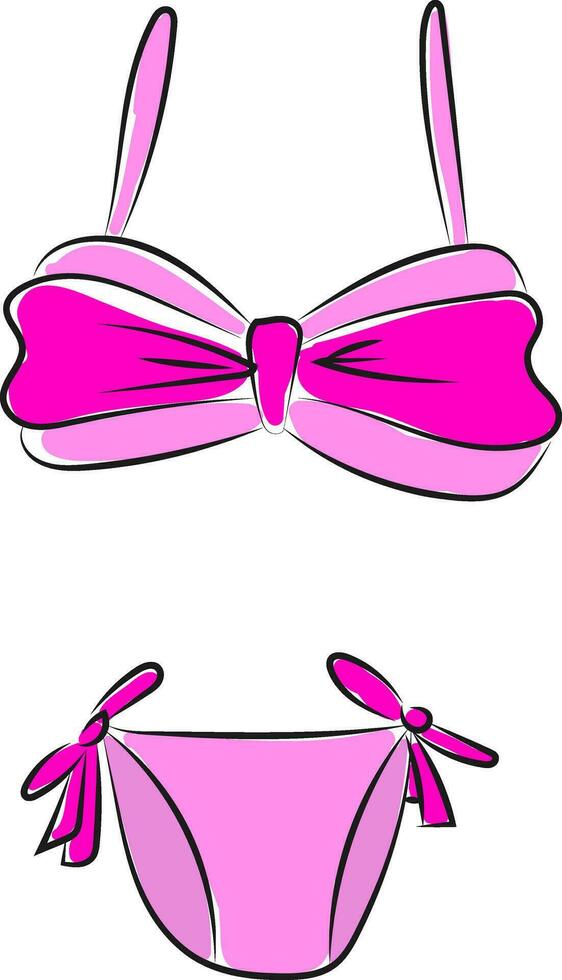 Pink swimsuit vector or color illustration