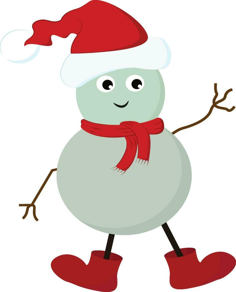 Snowman with hat vector or color illustration