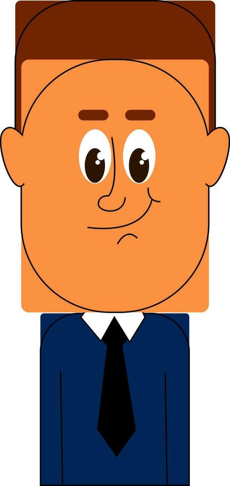 Man in black tie vector or color illustration