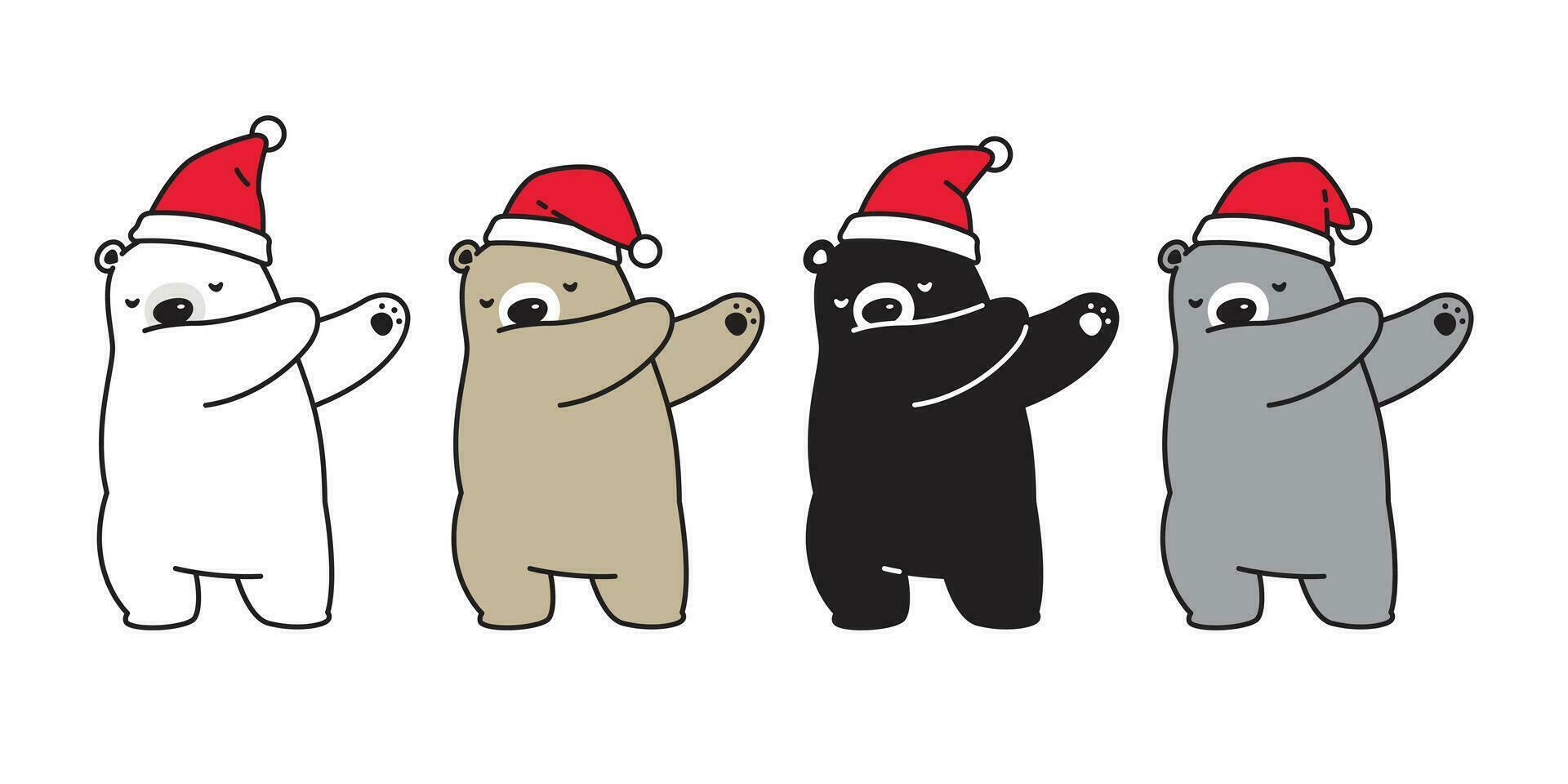 oso Navidad vector lenguado danza icono polar oso Papa Noel claus sombrero logo dibujos animados personaje garabatear ilustración diseño