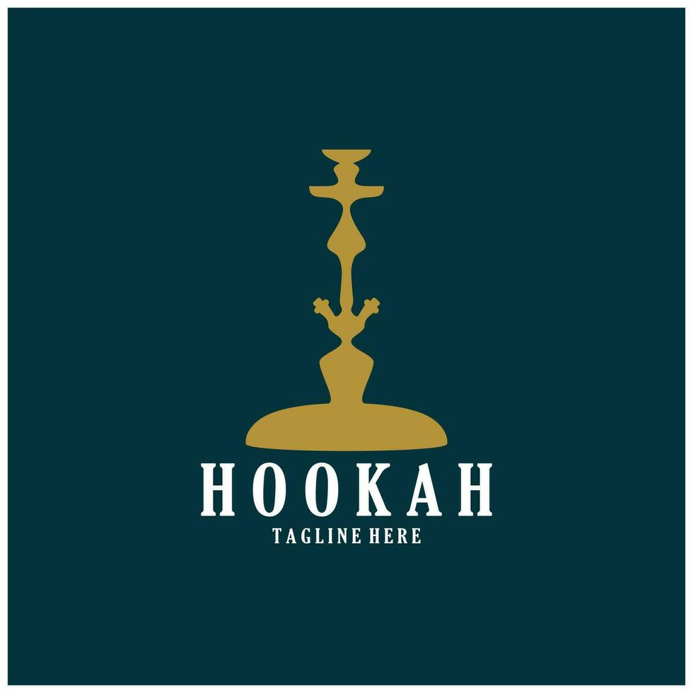 Vintage hookah, shisha or water pipe logo silhouette for club, bar,cafe,vape and shop. vector