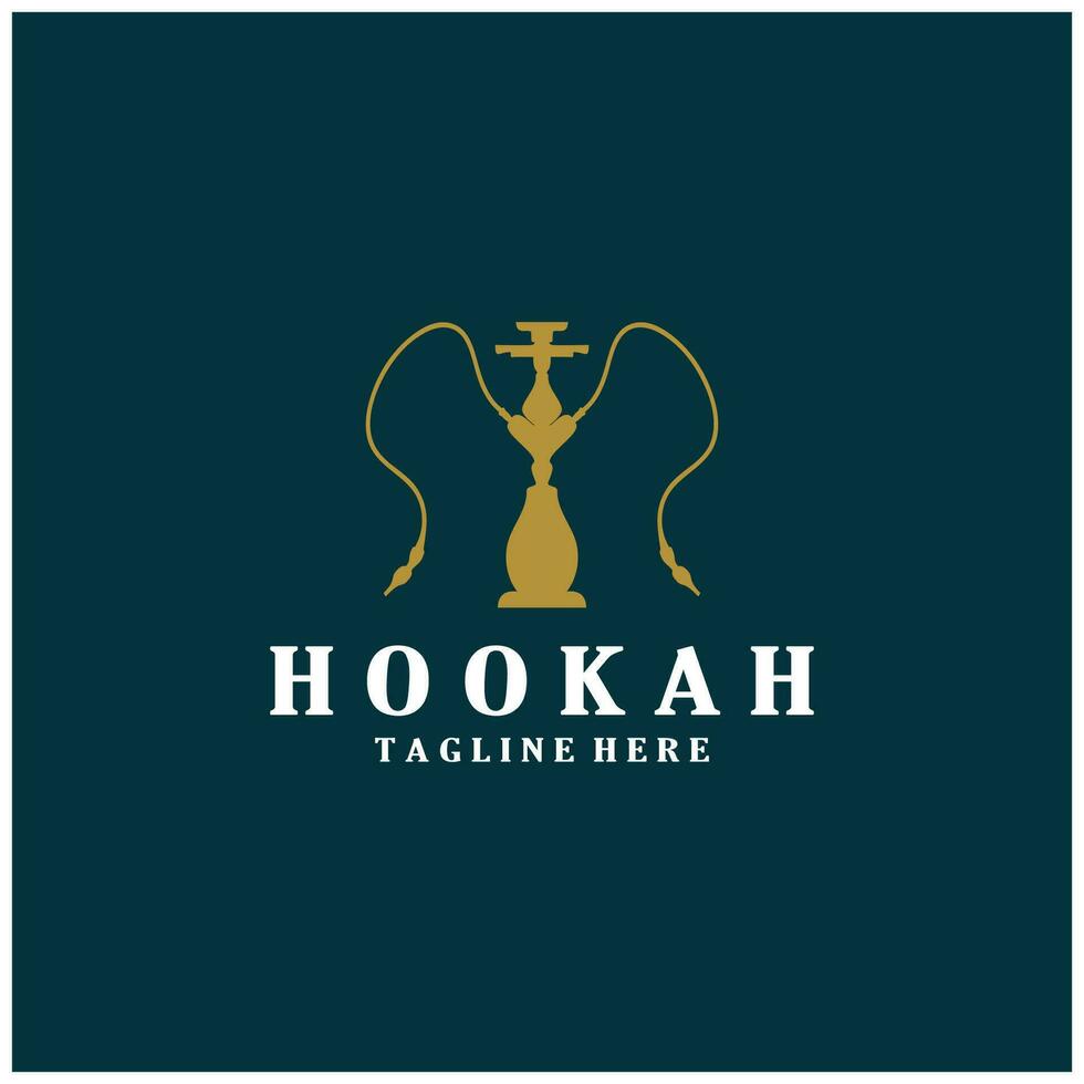 Vintage hookah, shisha or water pipe logo silhouette for club, bar,cafe,vape and shop. vector