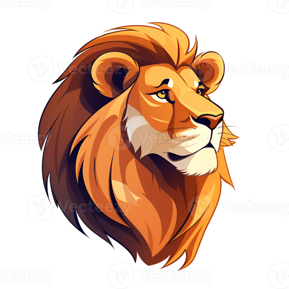 Lion Cartoon Style Logo Painting Drawing Illustration No Background Perfect for Print on Demand Merchandise AI Generative png