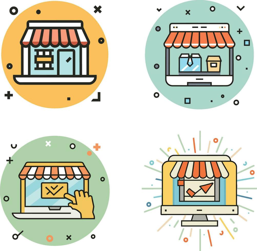 Social media store set illustration vector