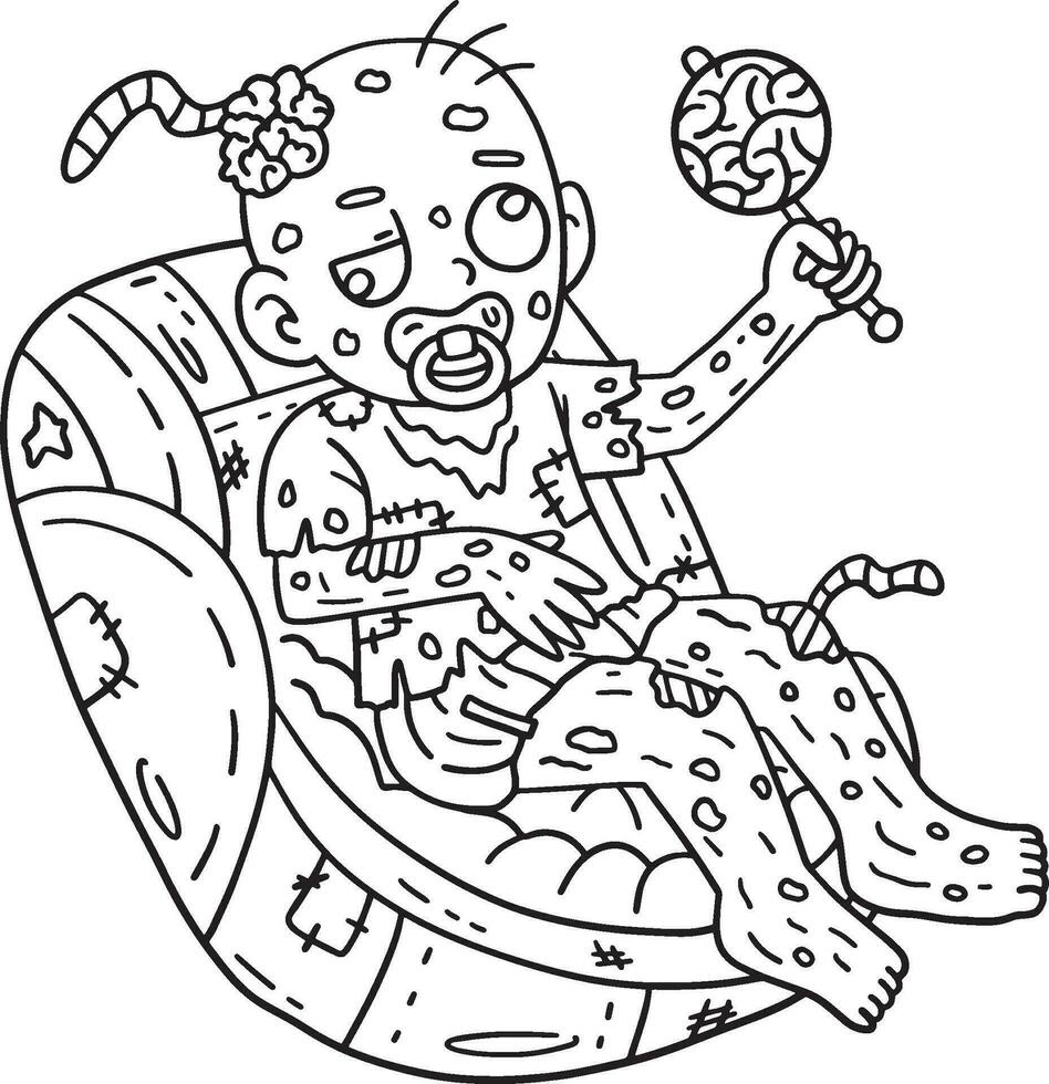 Zombie Baby Isolated Coloring Page for Kids vector