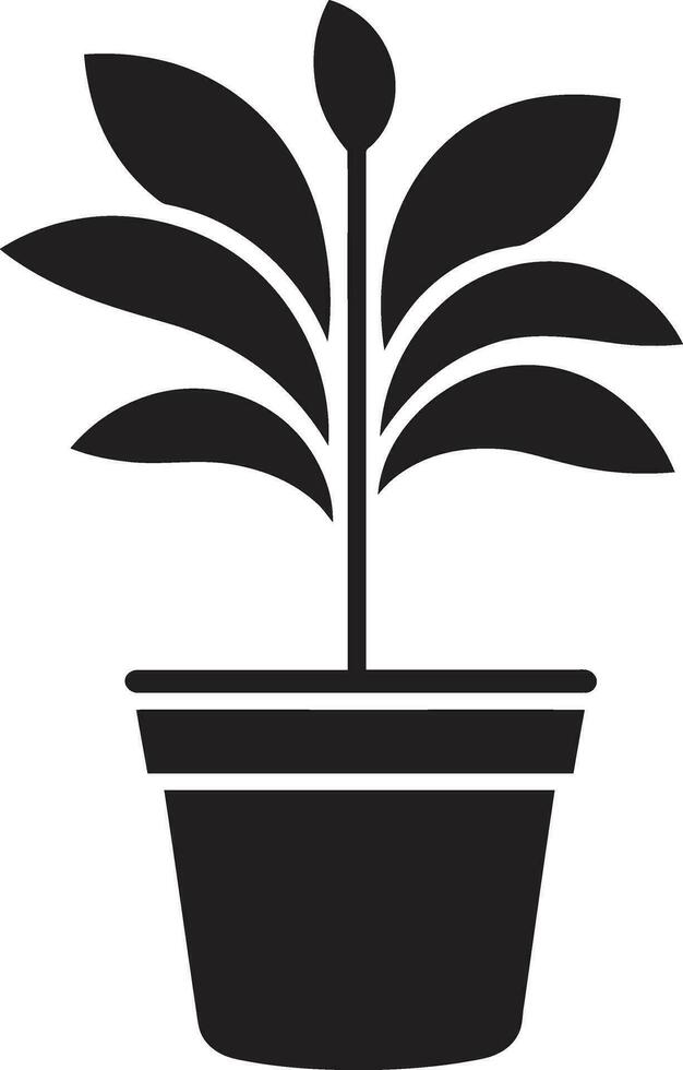 Urban Greenery Stylish Plant Pot Logo Simplistic Elegance Pot Silhouette Icon vector
