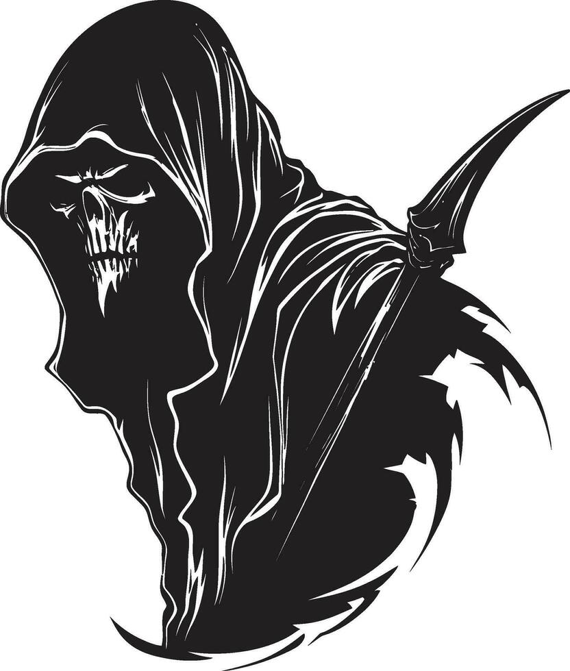 Simplistic Conductor of Shadows Emblematic Reaper Icon of the Inevitable Monochromatic Symbol vector