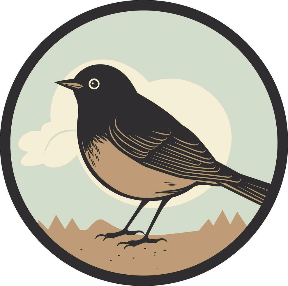 Majestic Robins Melody Emblem Design Natures Harmonious Icon Iconic Robin Bird vector