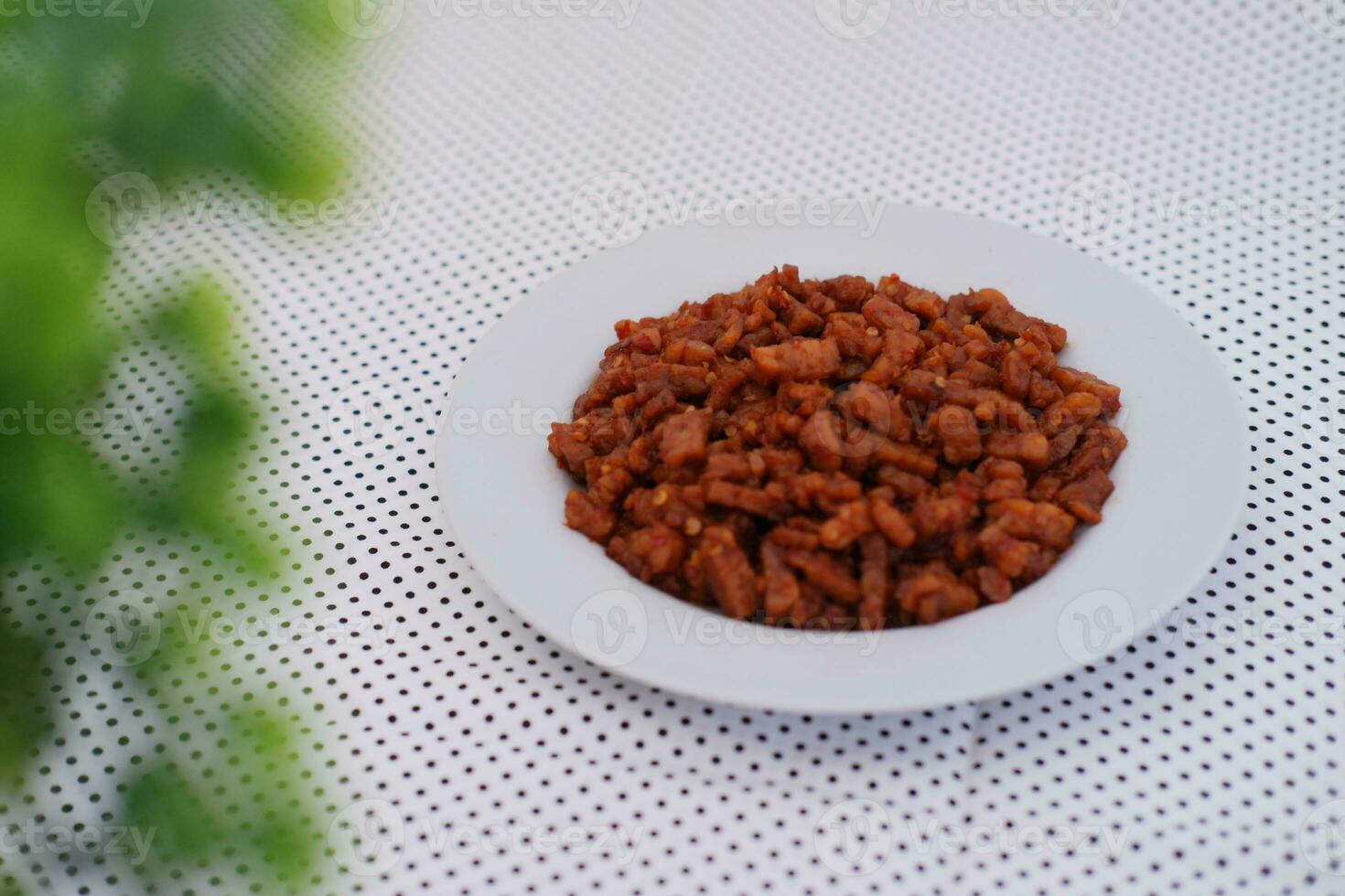 Orek tempe or Sauteed Tempeh is a typical Indonesian cuisine with herbs, garlic, onion, chilli and soy sauce. It tastes delicious photo
