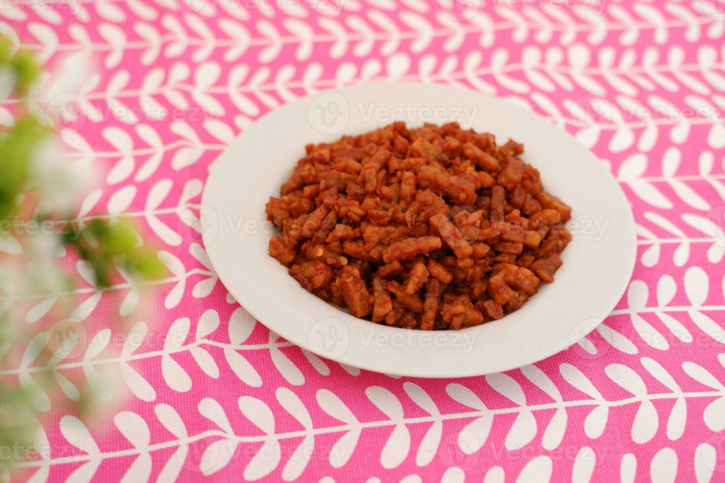 Orek tempe or Sauteed Tempeh is a typical Indonesian cuisine with herbs, garlic, onion, chilli and soy sauce. It tastes delicious photo