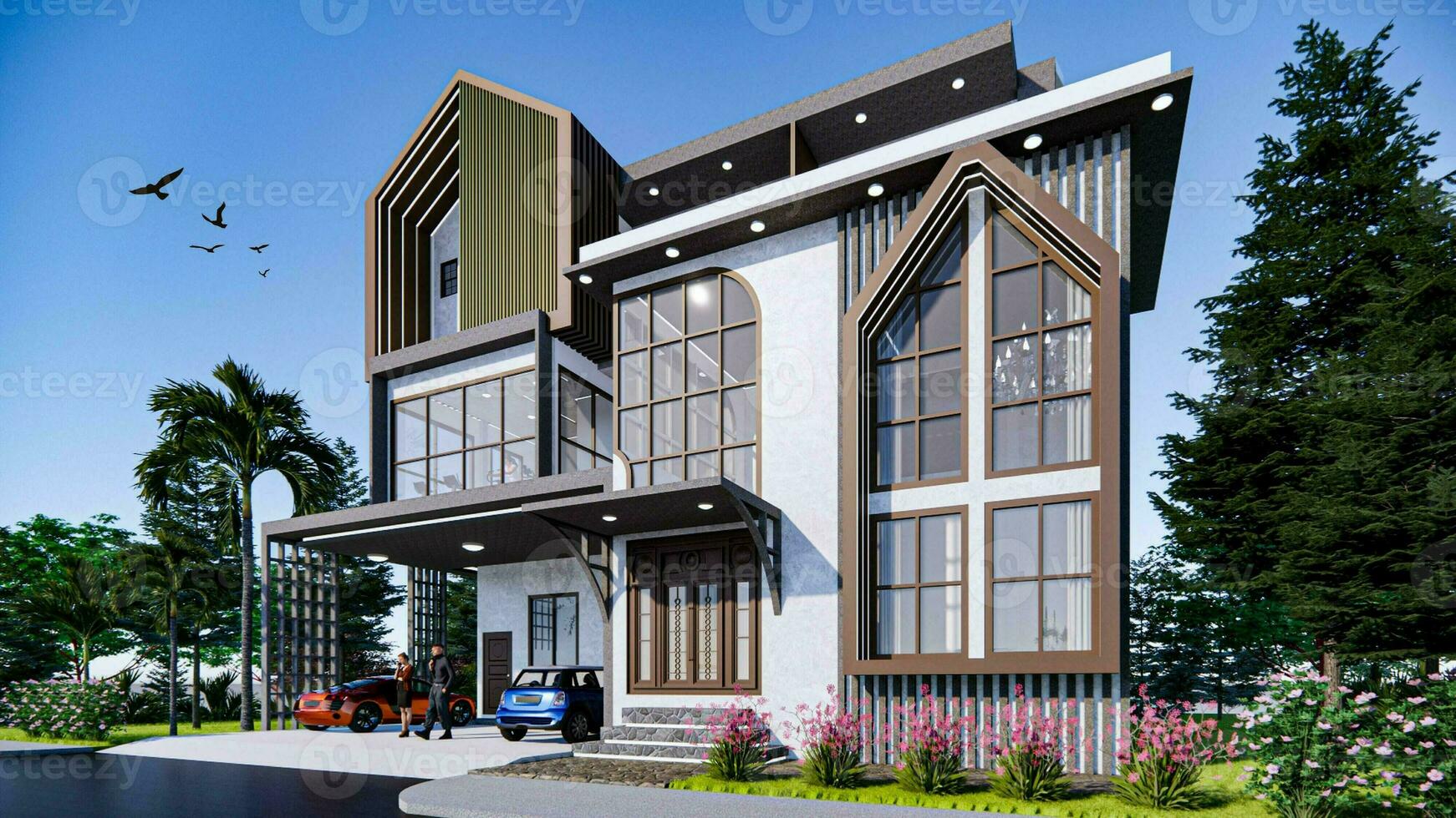 3-story residential house, up 3D photo