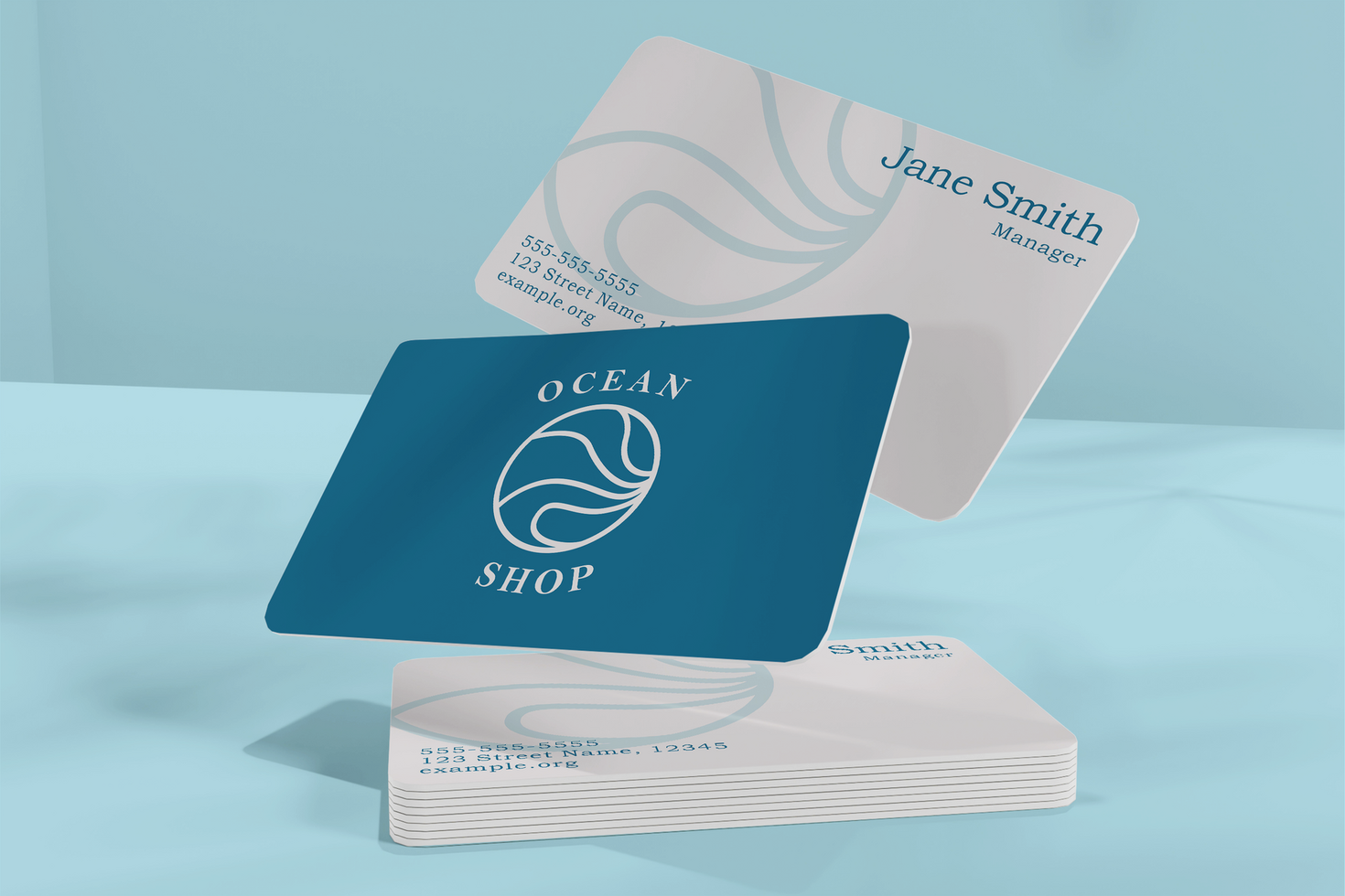 Elegant rounded business card mockup psd