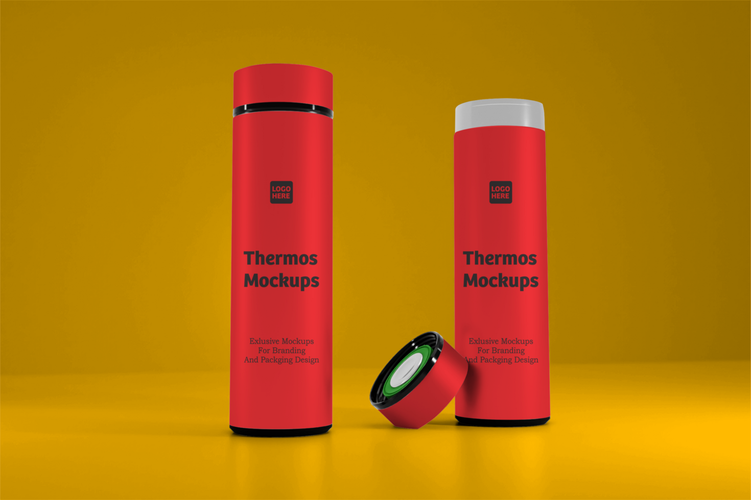 Thermos water bottle mockup design psd