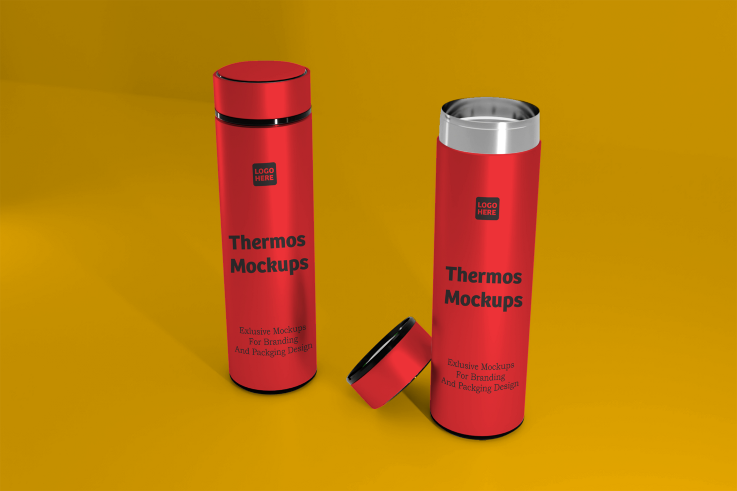 Thermos water bottle mockup design psd