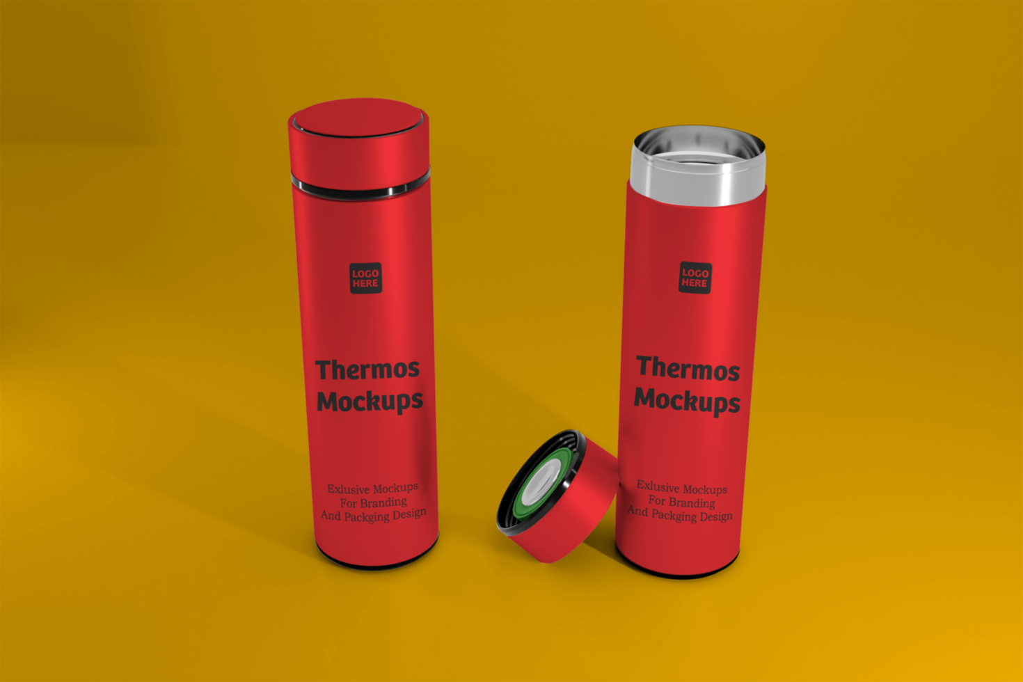 Thermos water bottle mockup design psd