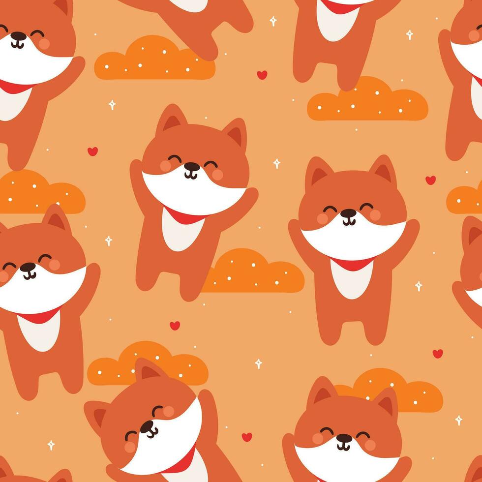 cute seamless pattern cartoon puppy and sky element cartoon. cute animal wallpaper for gift wrap paper vector