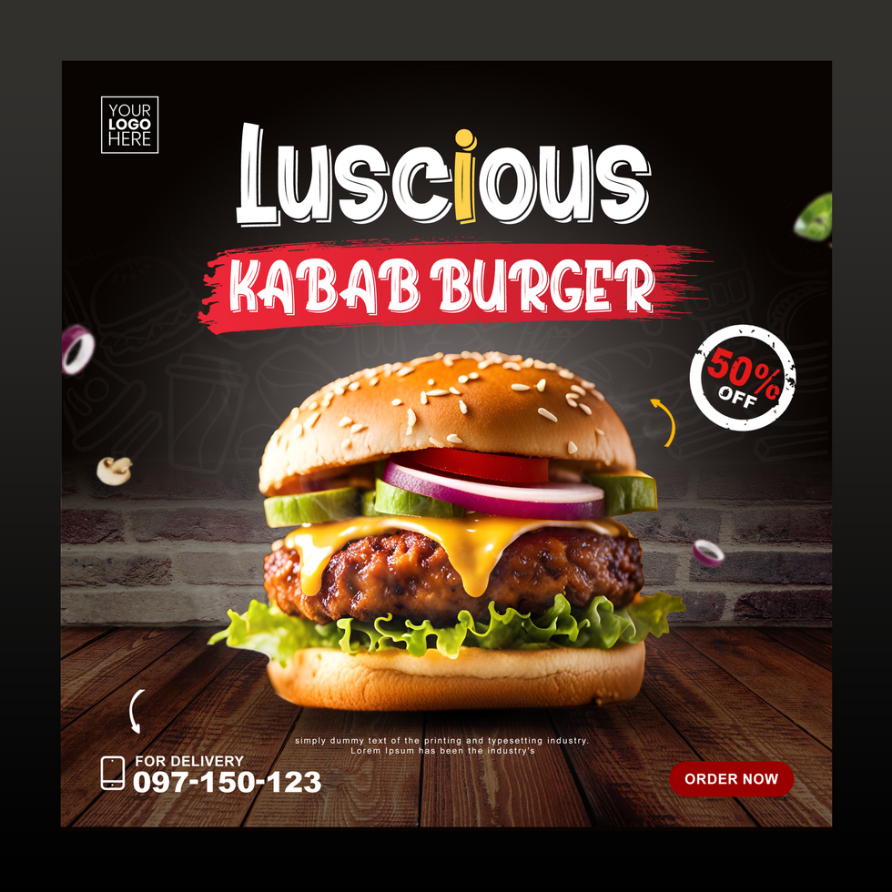 Cheese Burger Psd Template For Social Media