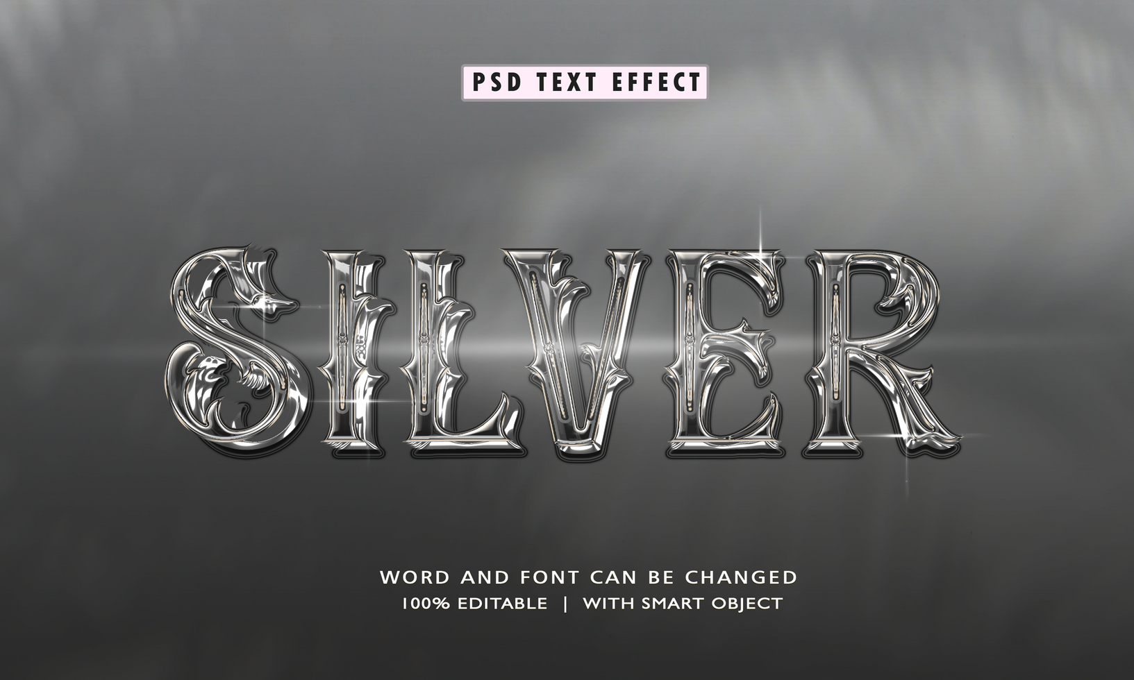 Silver editable text effect psd
