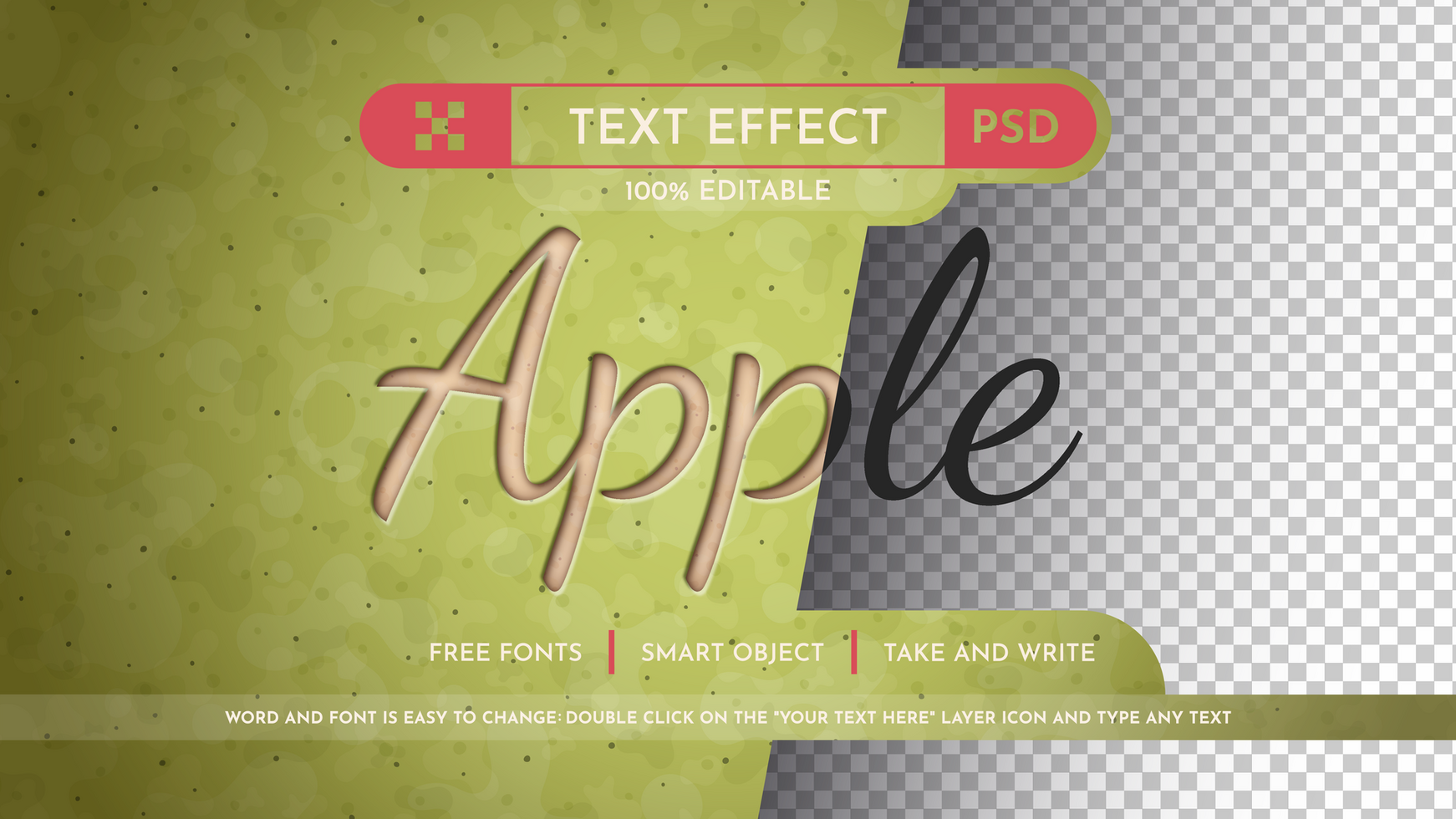 Green Apple - Editable Text Effect, Font Style psd