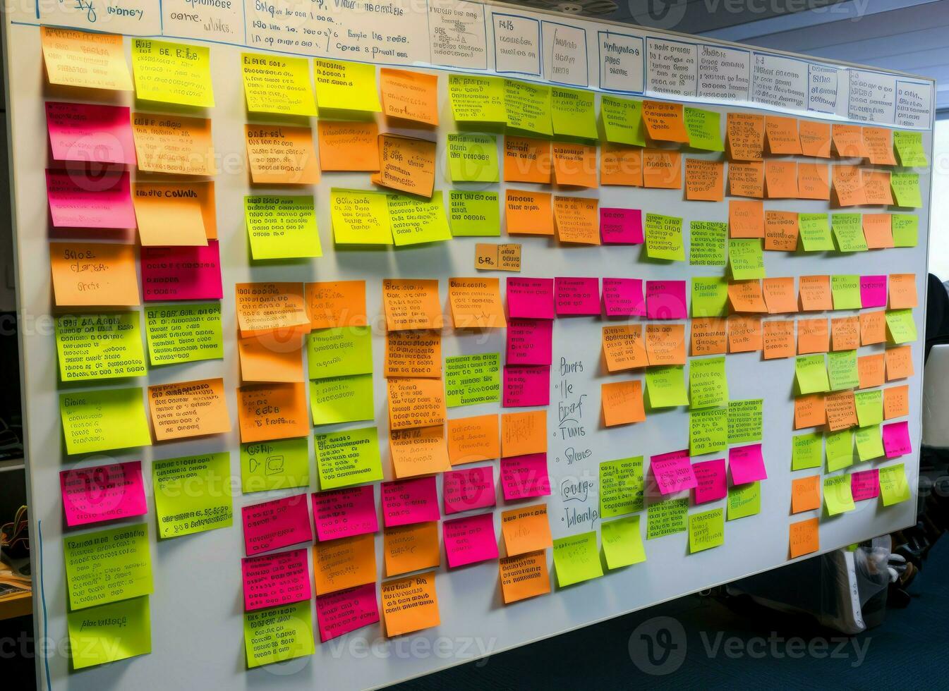 Scrum board project management with colorful stickers. Generate ai photo