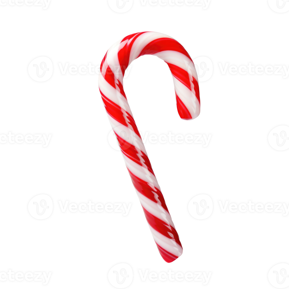 Red candy cane isolated. Generative AI png