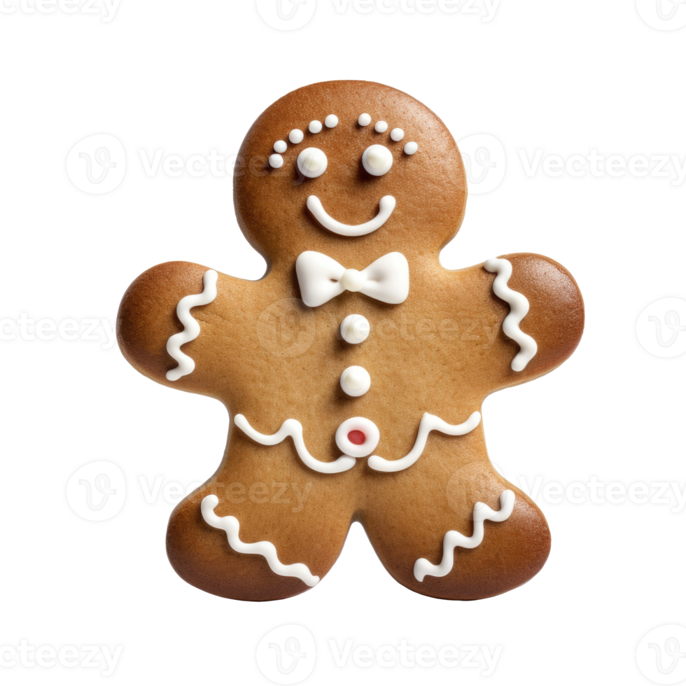 Gingerbread cookie man isolated. Generative AI png