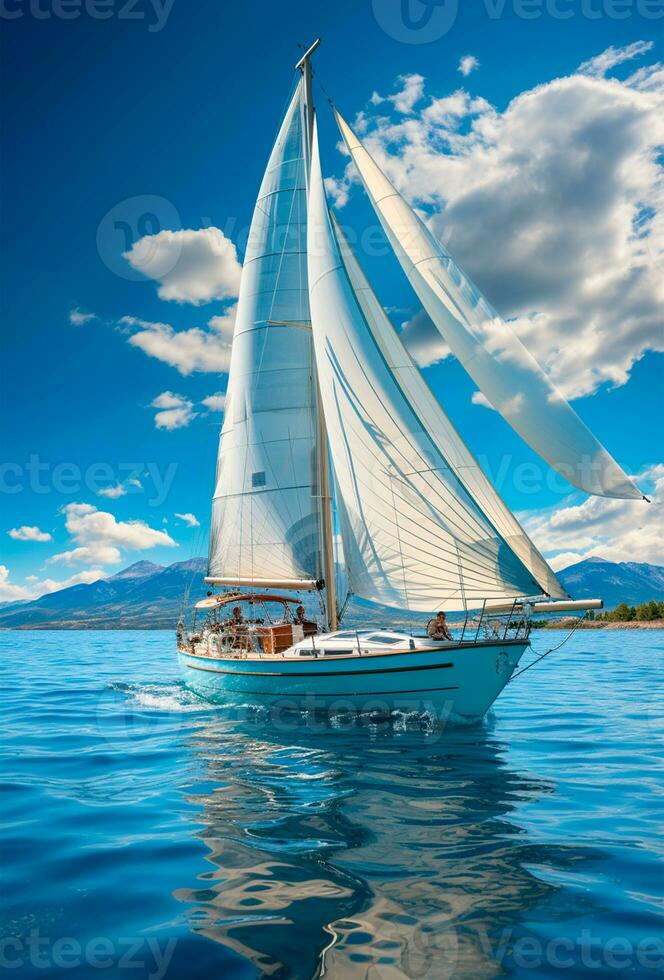 Modern yacht sailing on the sea, sailing yacht - AI generated image photo