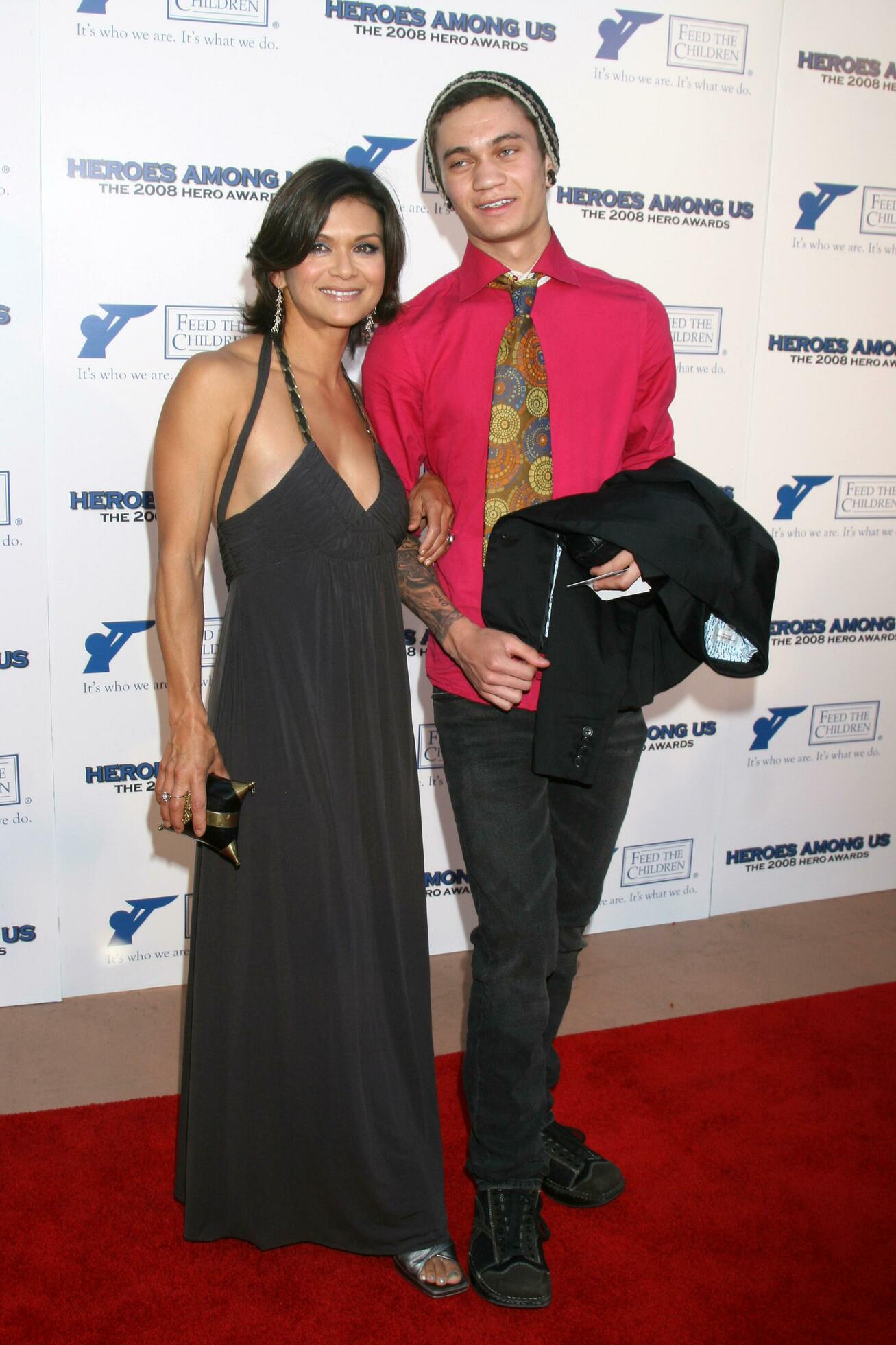 Nia Peeples Son Christopher Hewett arriving at the 2008 Hero Awards at the Universal Hilton Los