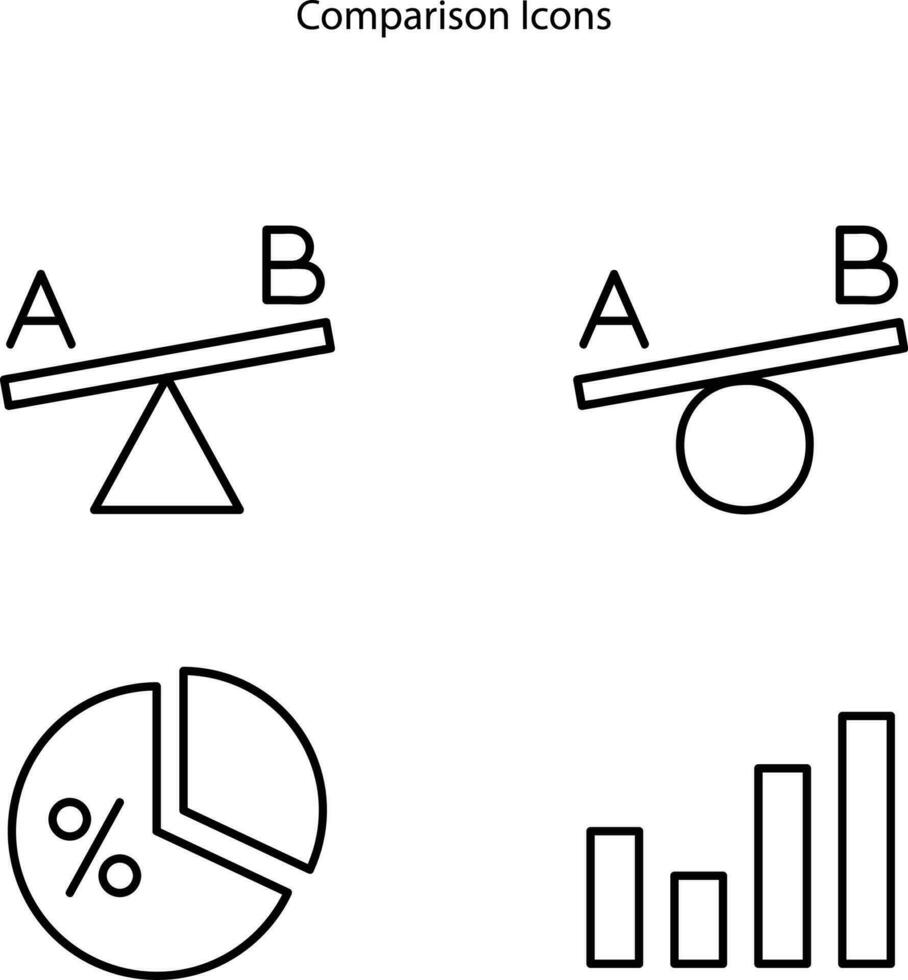 conjunto de comparación icono línea. vector