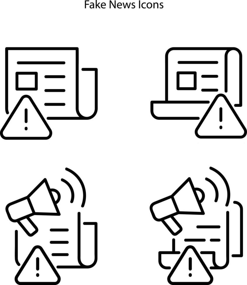 Simple Set of Fake News Related Vector Line Icons. Contains such Icons as Wrong Information, Propaganda, Inappropriate Content and more.