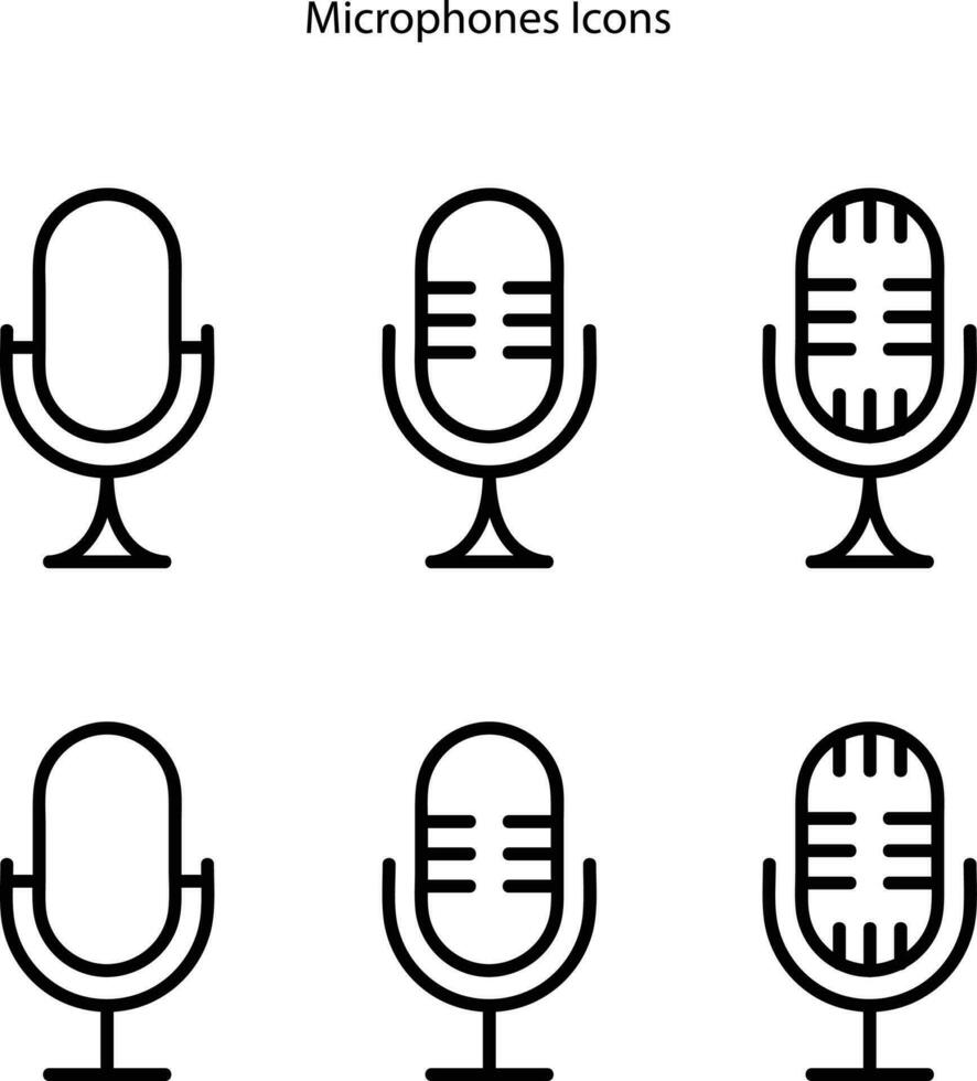 Microphone vector icon set isolated on white background. podcast icon vector. Voice vector icon, Record. Microphone, recording Studio Symbol. Retro microphone icon