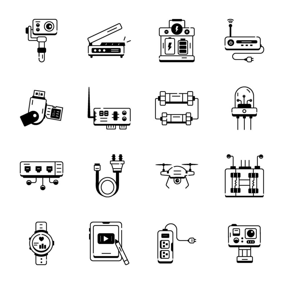 moderno colección de multimedia componentes línea íconos vector