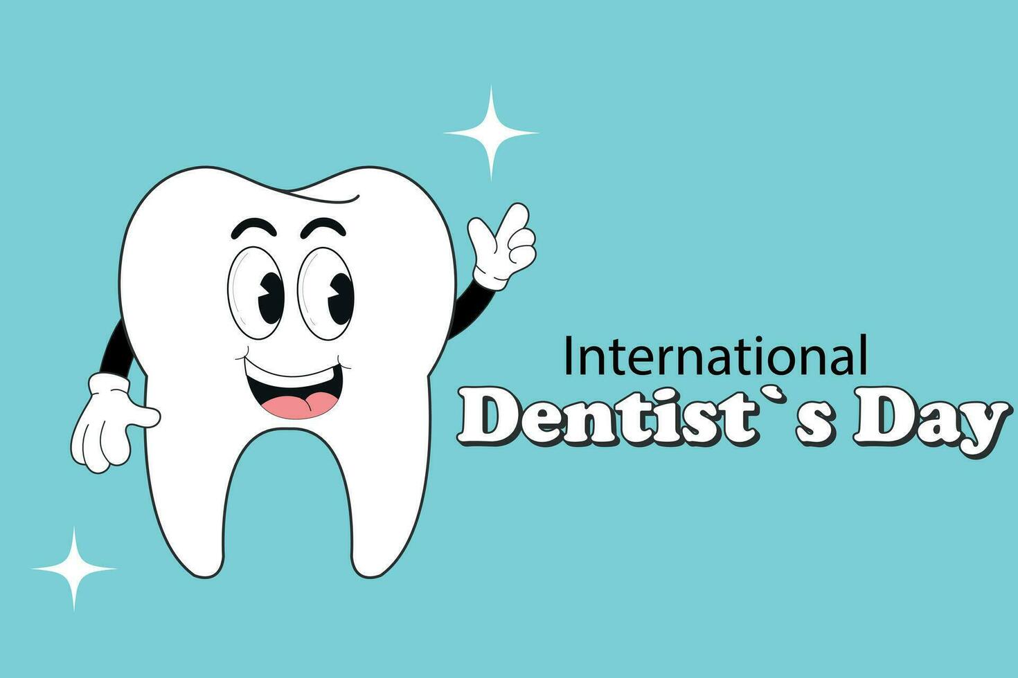 International Dentist's Day. Invitation, vector banner, dentistry holiday poster with glowing tooth