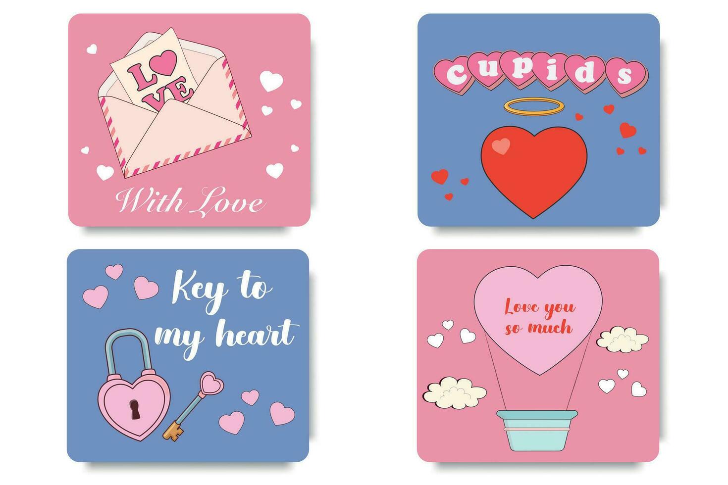 conjunto de tarjetas para San Valentín día. colección de San Valentín día tarjeta, venta, plantilla, póster, tarjeta postal, etiqueta, bandera diseño colocar. amor concepto. contento san valentin día. vector