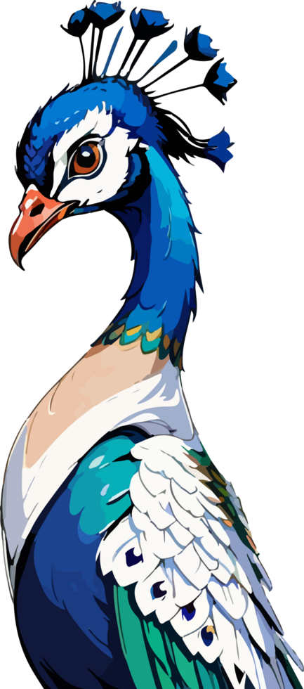 Peacock Bird Cartoon Design AI Generative png