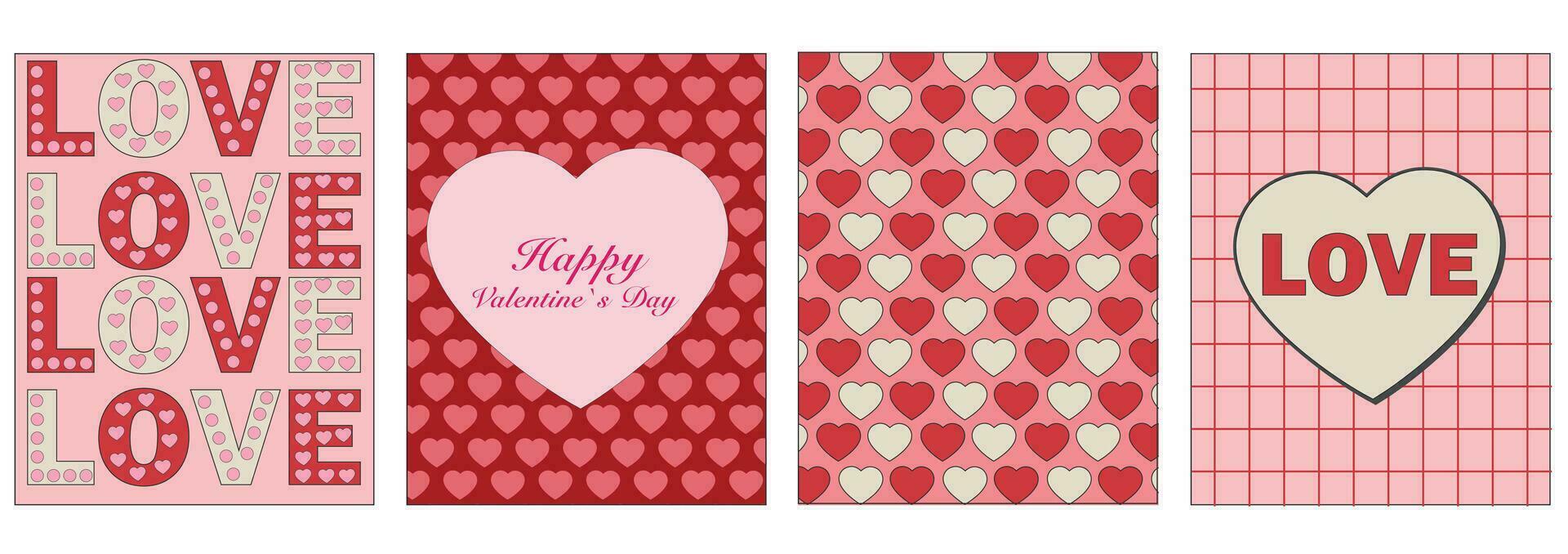 san valentin día. romántico conjunto vector modelo antecedentes. moderno rosado y rojo modelo con corazones. amor concepto. modelo para póster, bandera, invitación, saludo tarjeta. vector ilustración