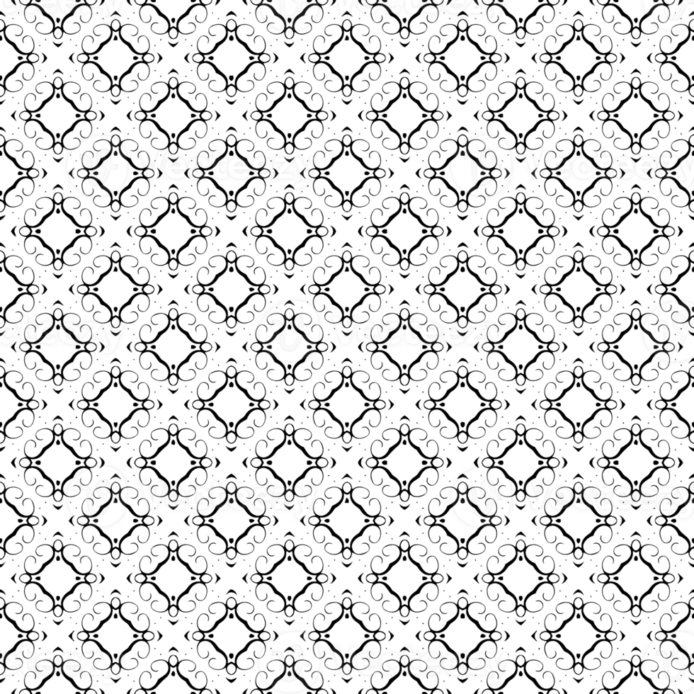 Black seamless abstract pattern. Overlay for background and backdrop. Ornamental design. PNG graphic illustration with transparent background.