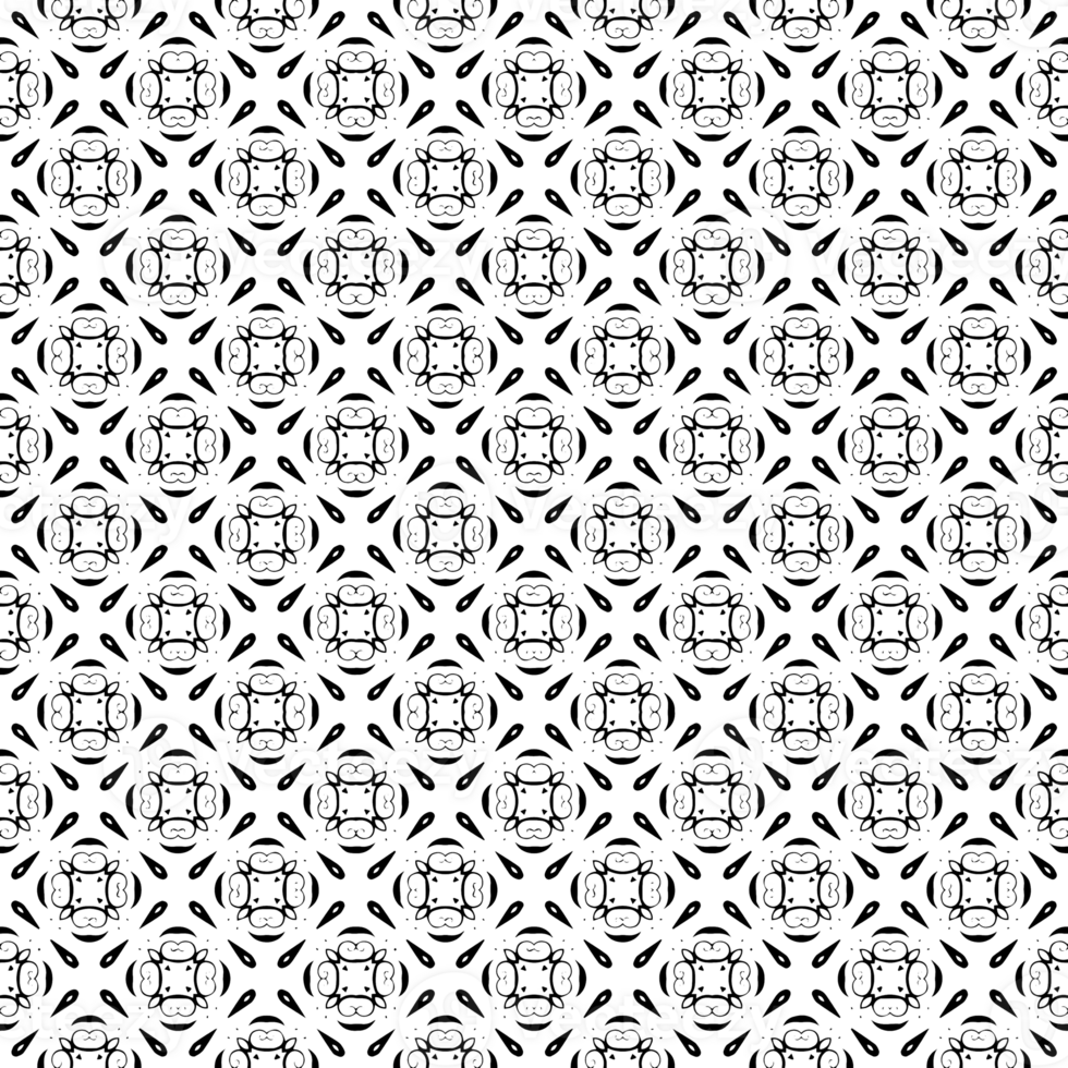 Black seamless abstract pattern. Overlay for background and backdrop. Ornamental design. PNG graphic illustration with transparent background.