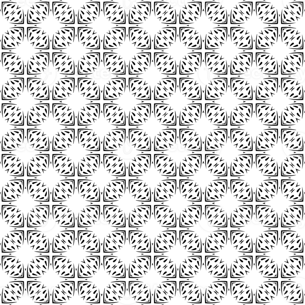 Black seamless abstract pattern. Overlay for background and backdrop. Ornamental design. PNG graphic illustration with transparent background.