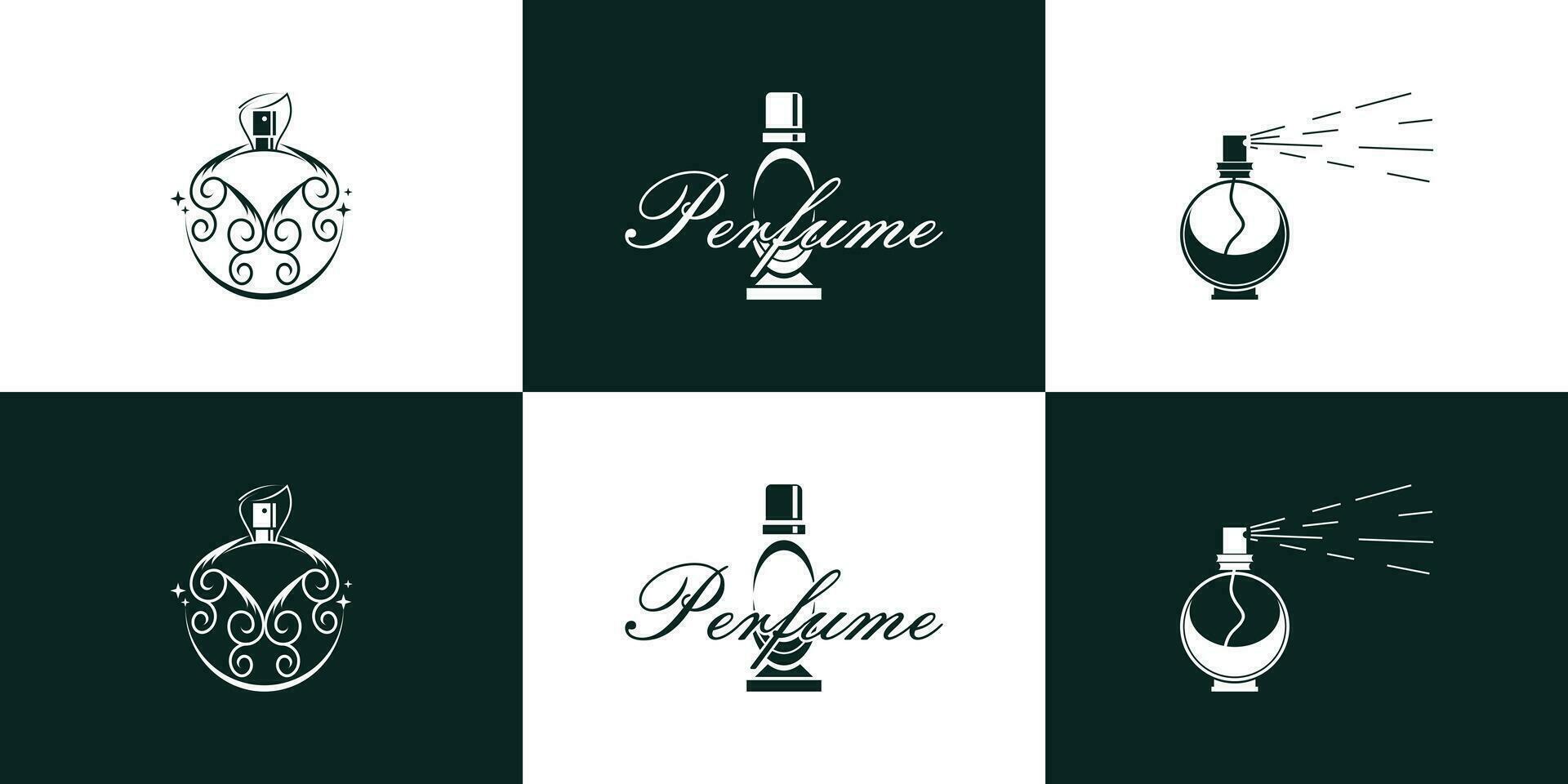 vector conjunto de lujo perfume botella logo diseño inspiración colección prima perfume minimalista estilo prima vector