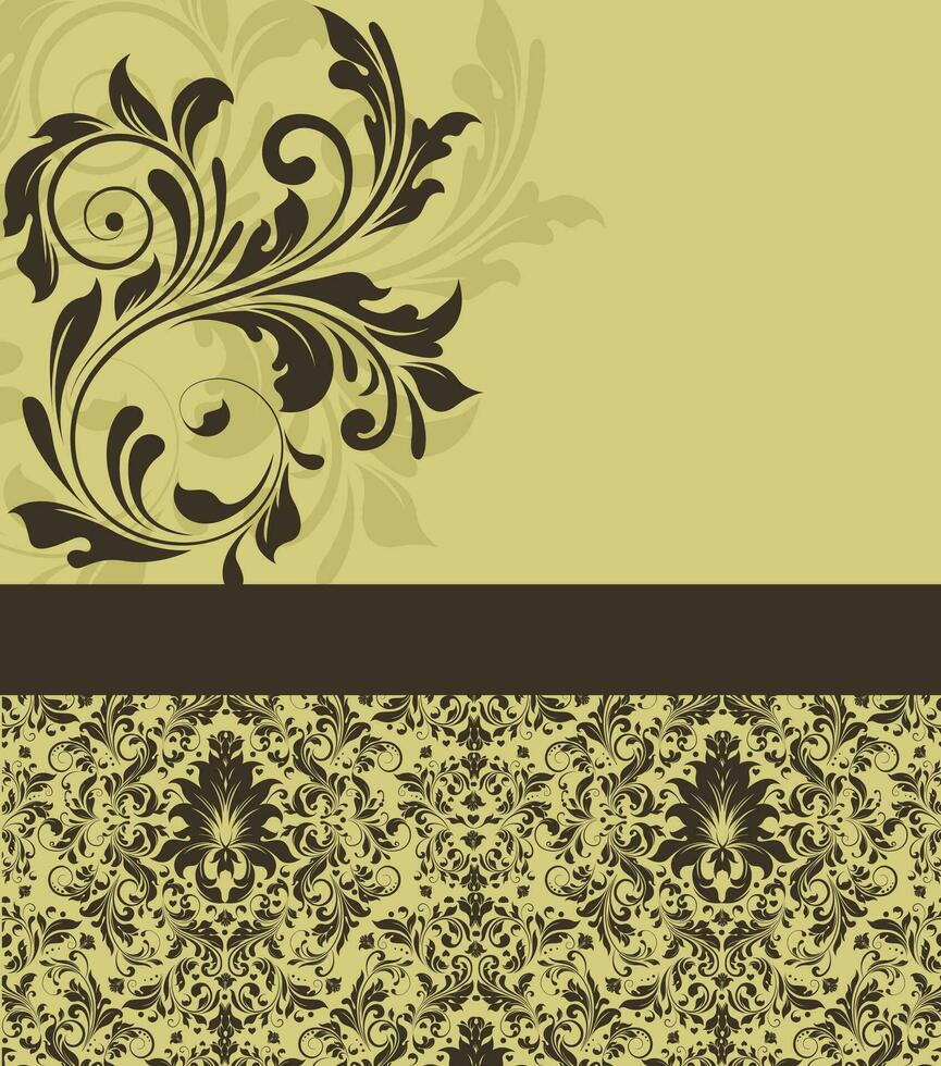 tarjeta de invitación vintage con diseño floral abstracto elegante adornado vector